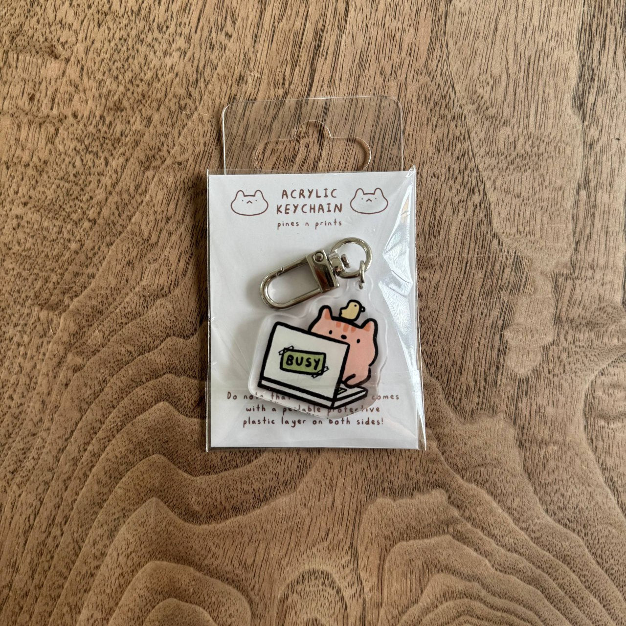 Busy cat acrylic keychain