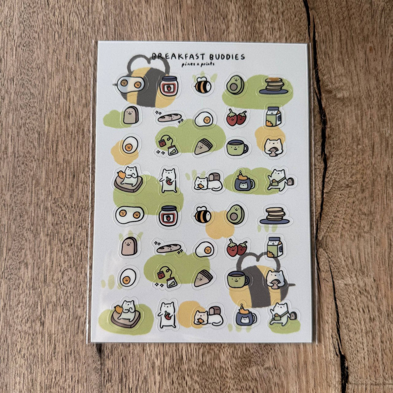 Breakfast buddies transparent sticker sheet