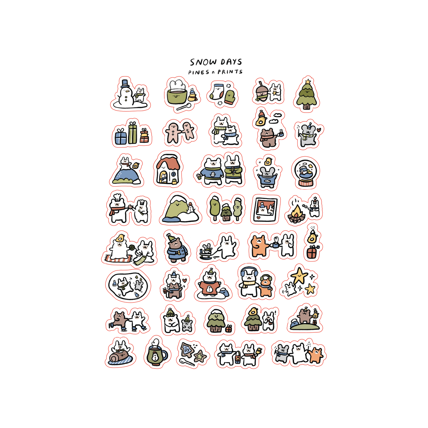 Snow days transparent sticker sheet
