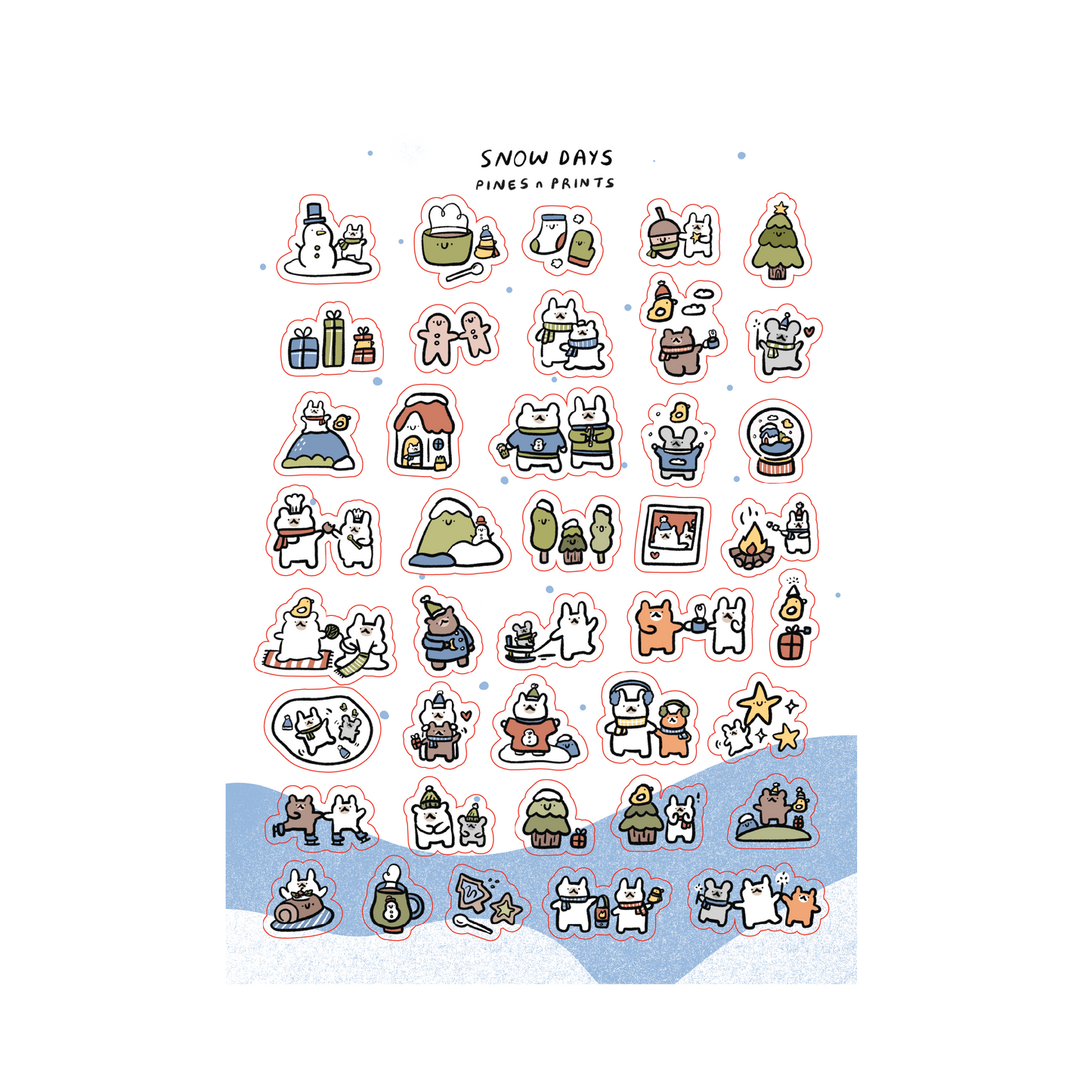 Snow days transparent sticker sheet