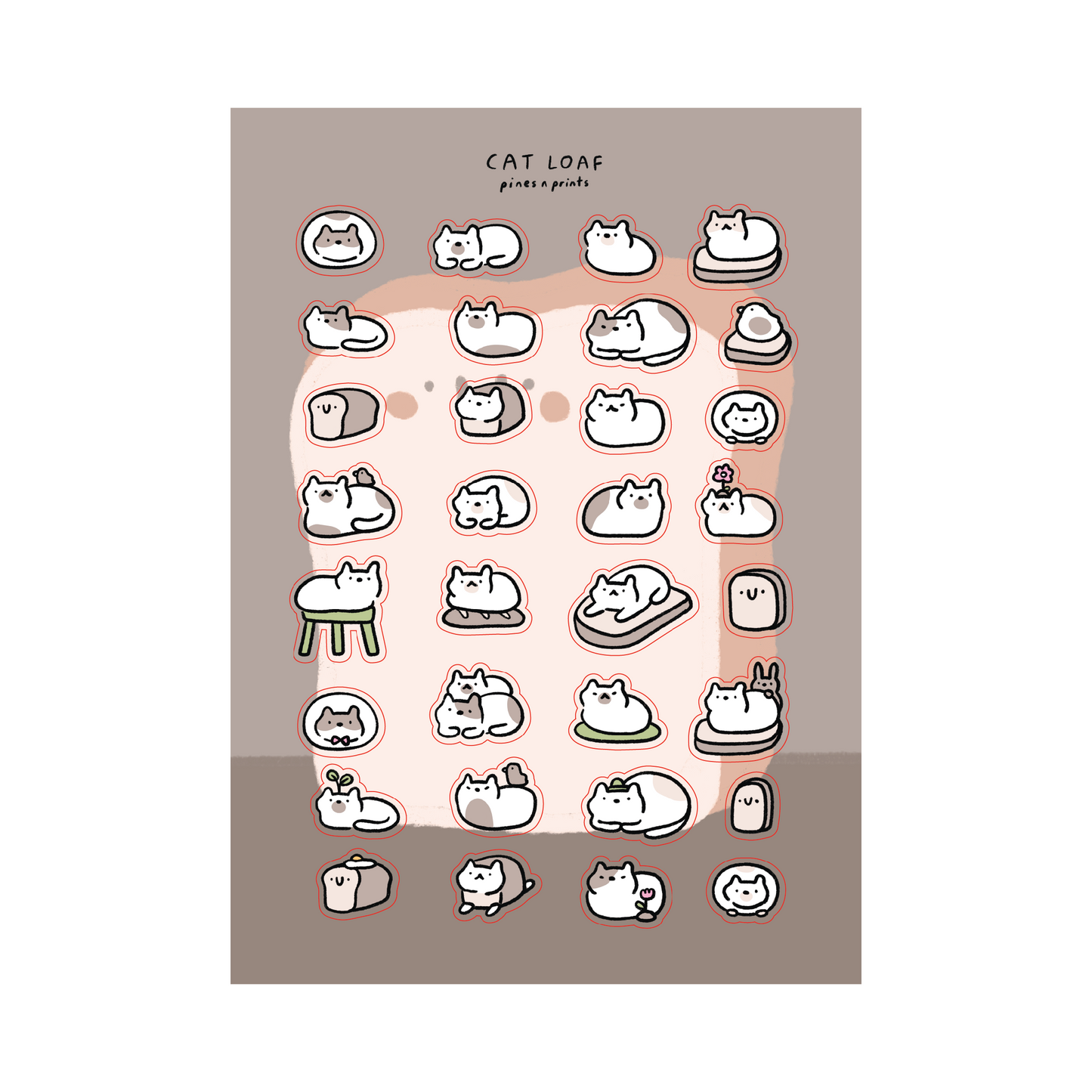 Cat loaf transparent sticker sheet