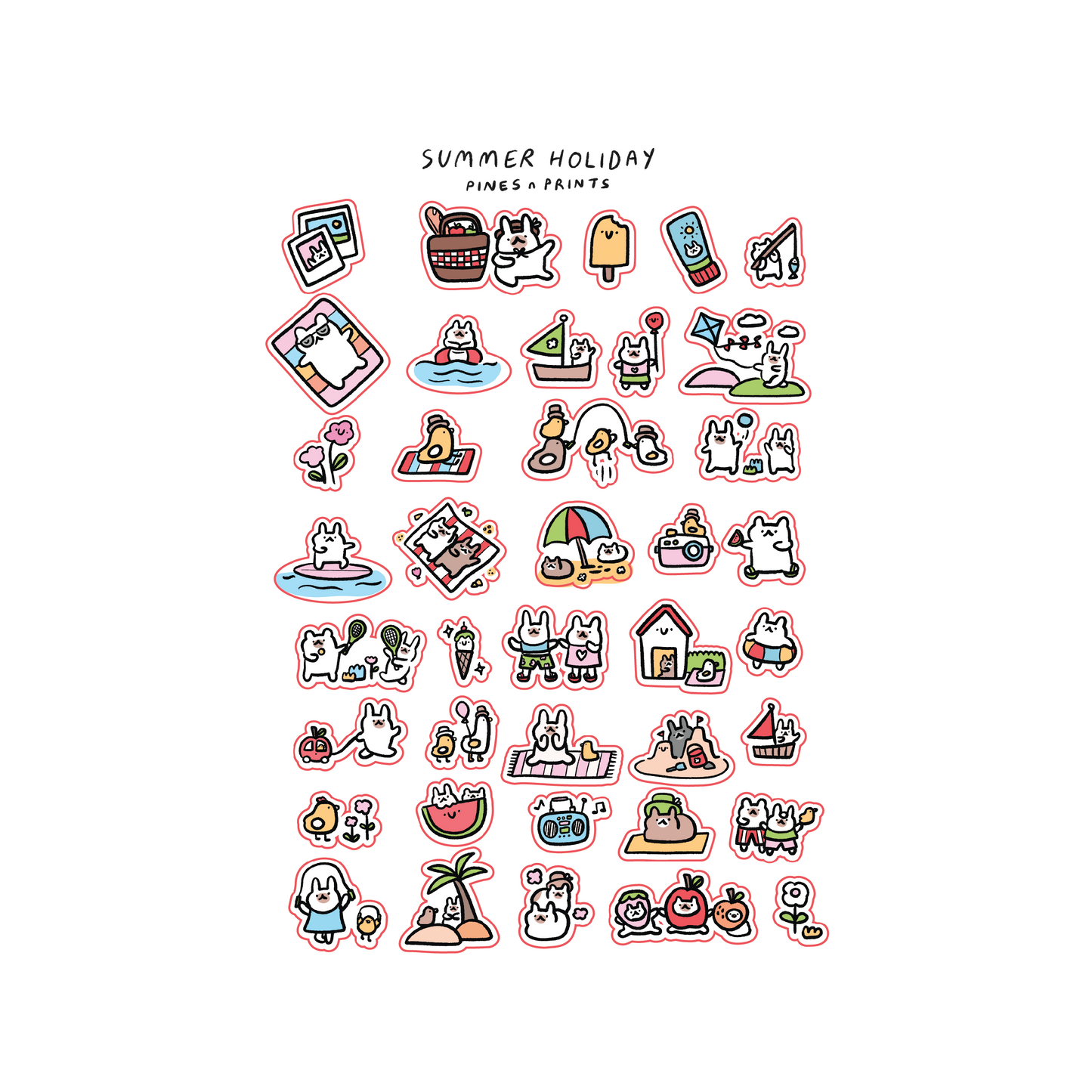 Summer holiday transparent sticker sheet