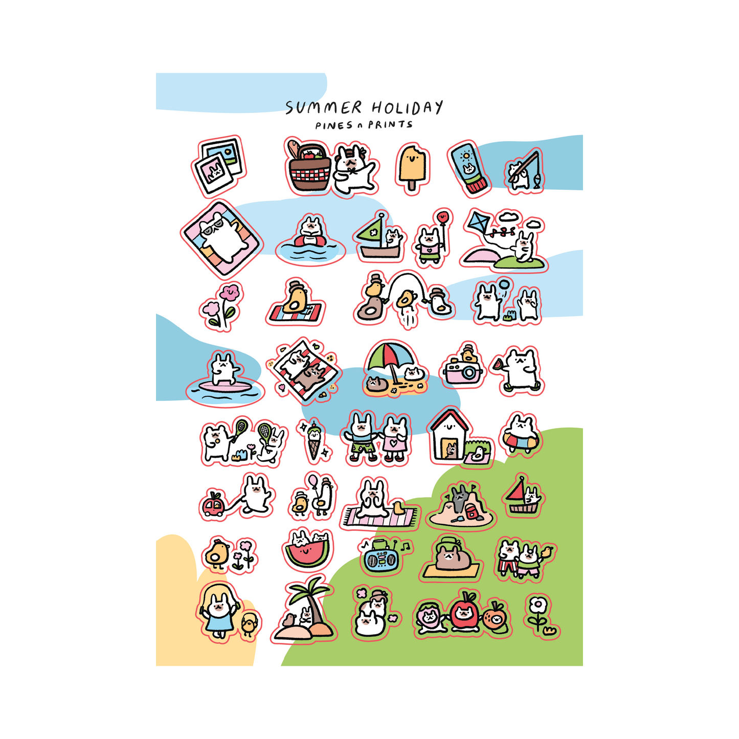 Summer holiday transparent sticker sheet