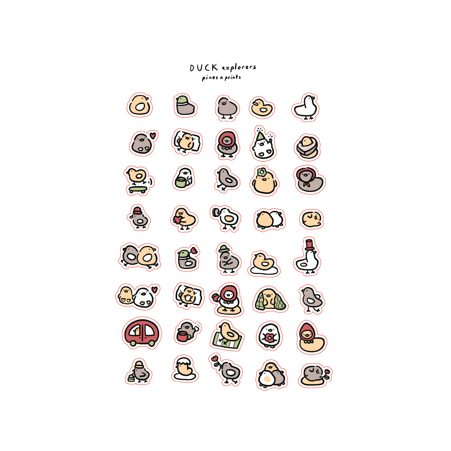 Duck explorers transparent sticker sheet