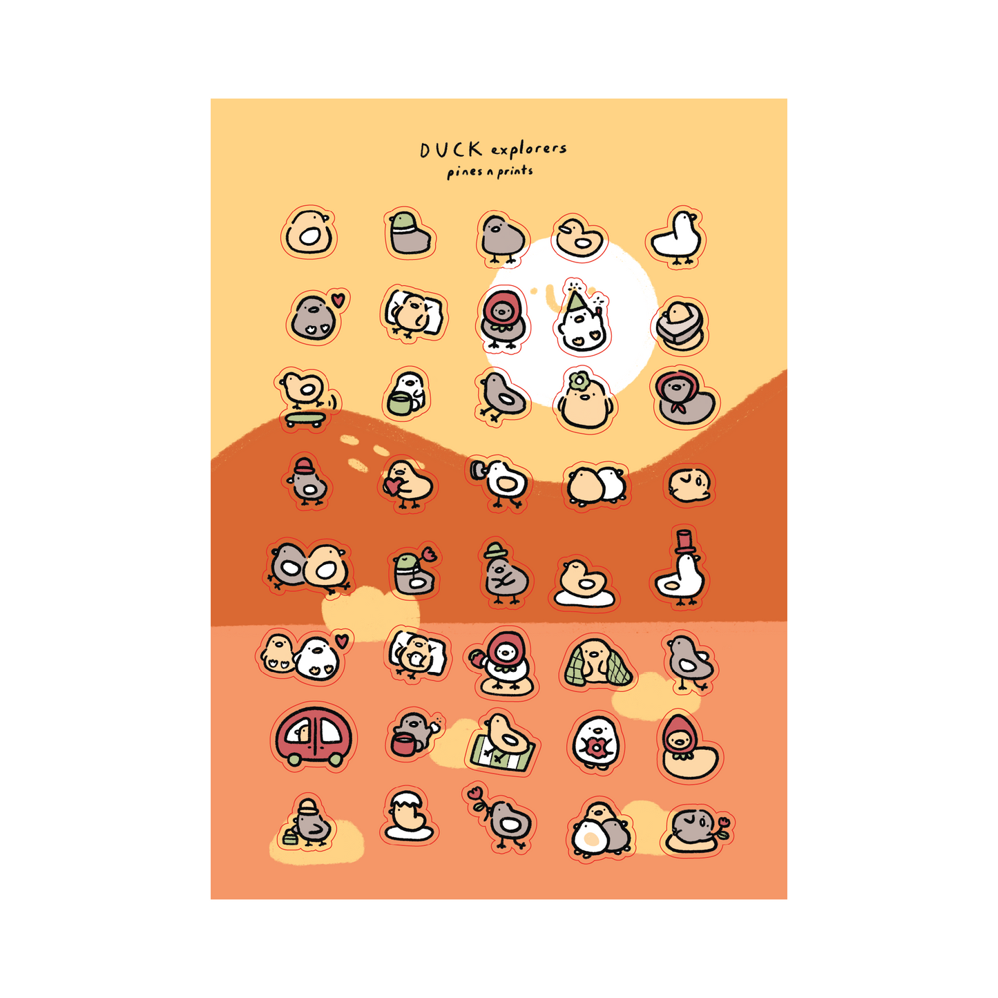 Duck explorers transparent sticker sheet