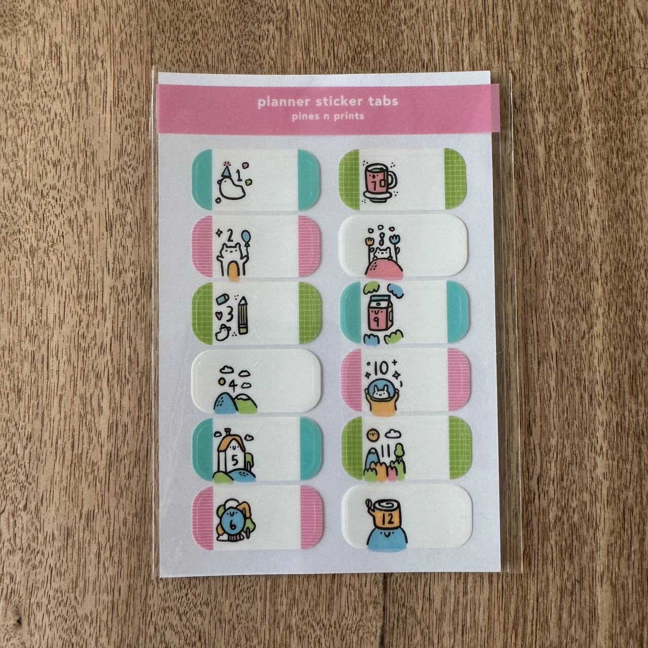Planner Tabs transparent sticker sheet