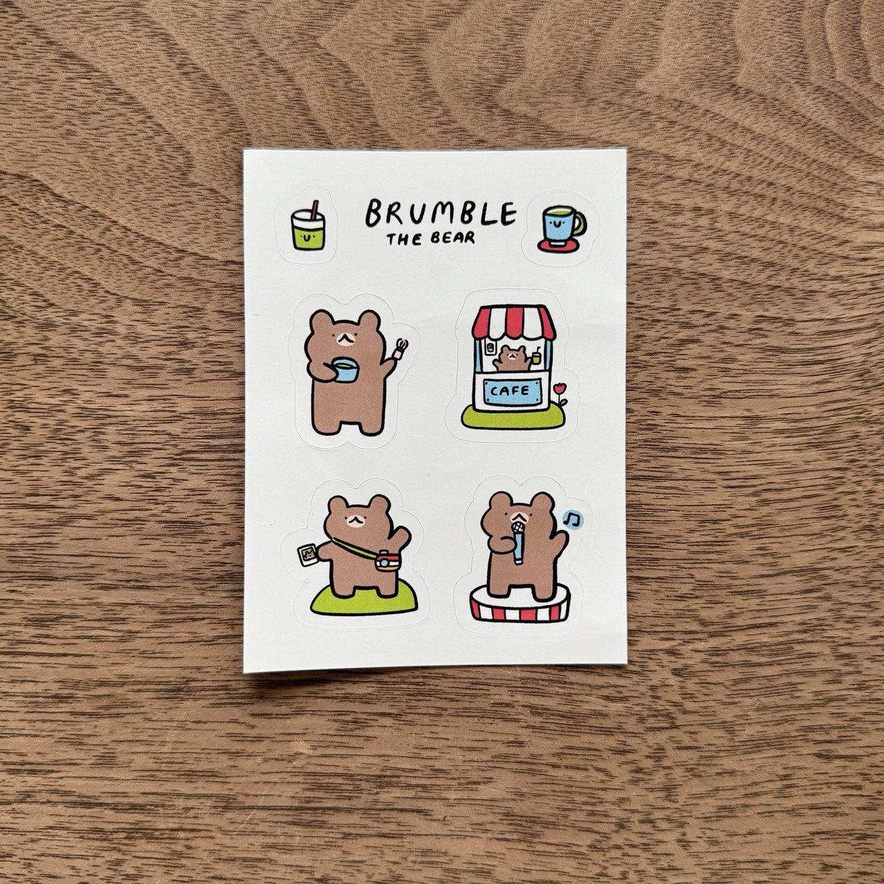 Tiny Brumble bear matte sticker sheet