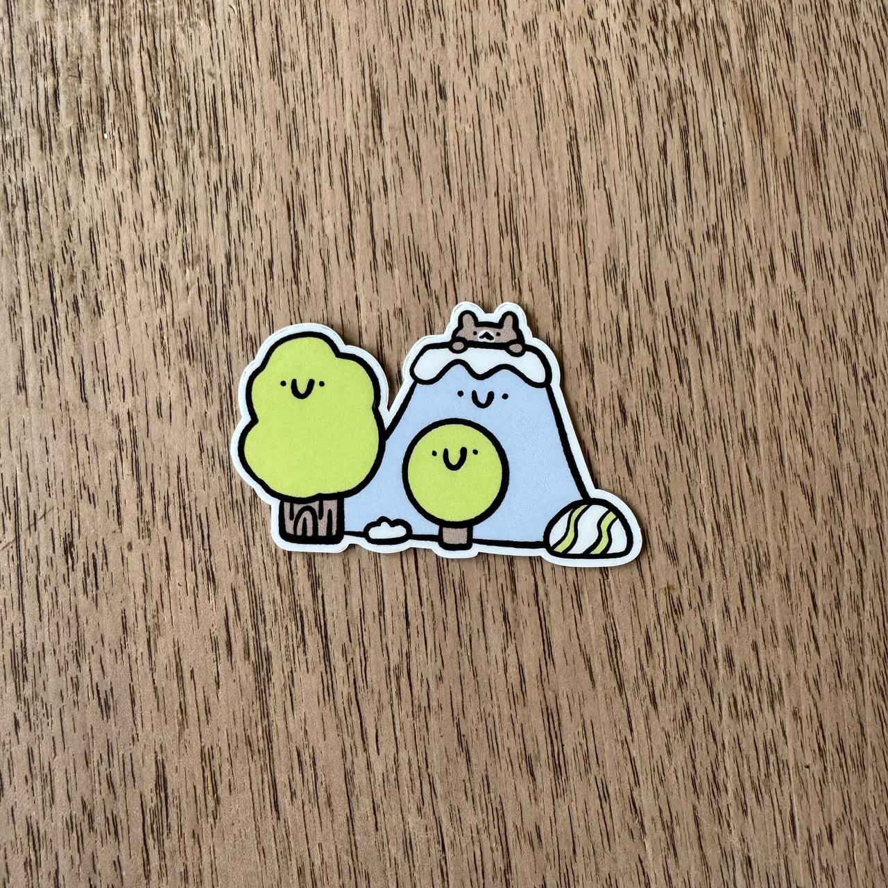 Bear in blue mountain vinyl sticker