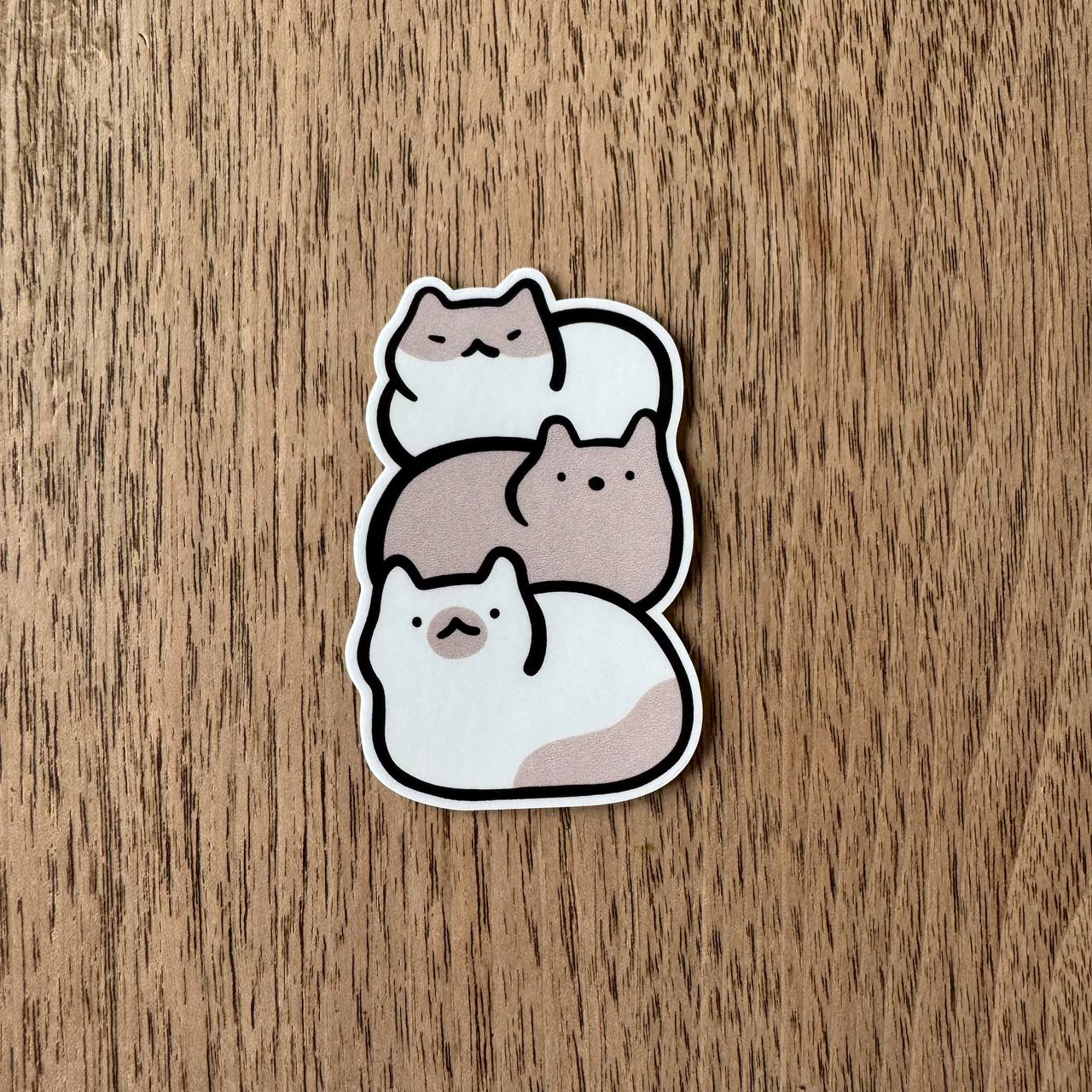 Cat loaf stack vinyl sticker
