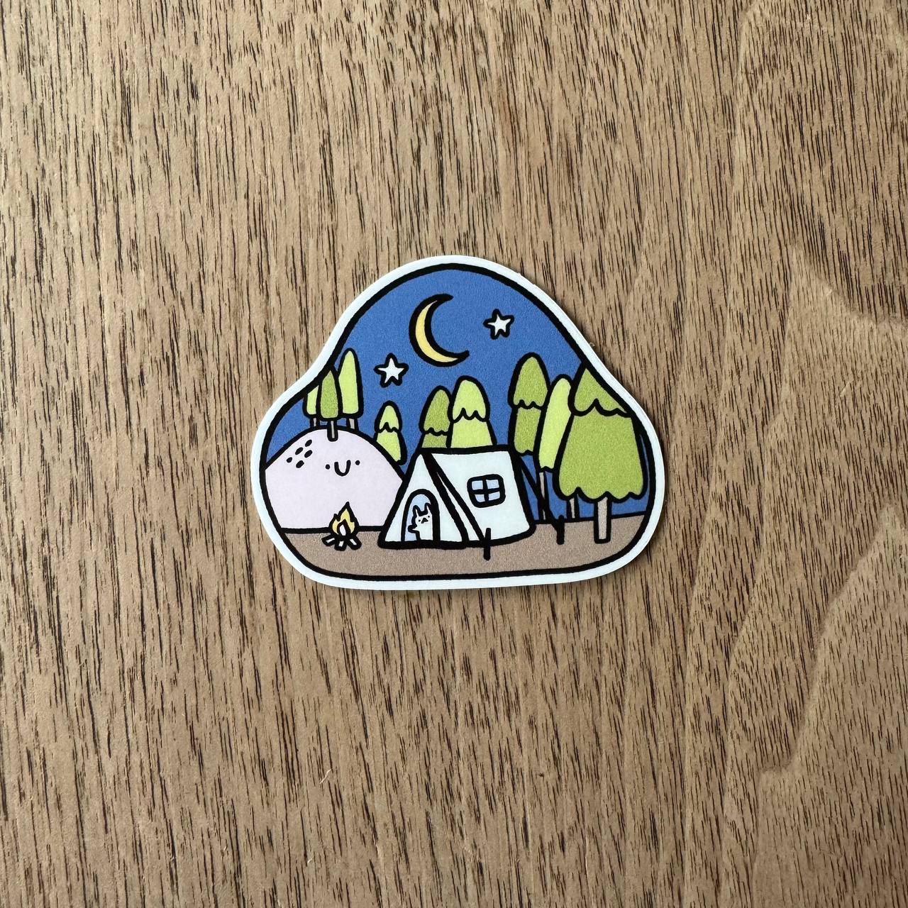 Night time camping vinyl sticker
