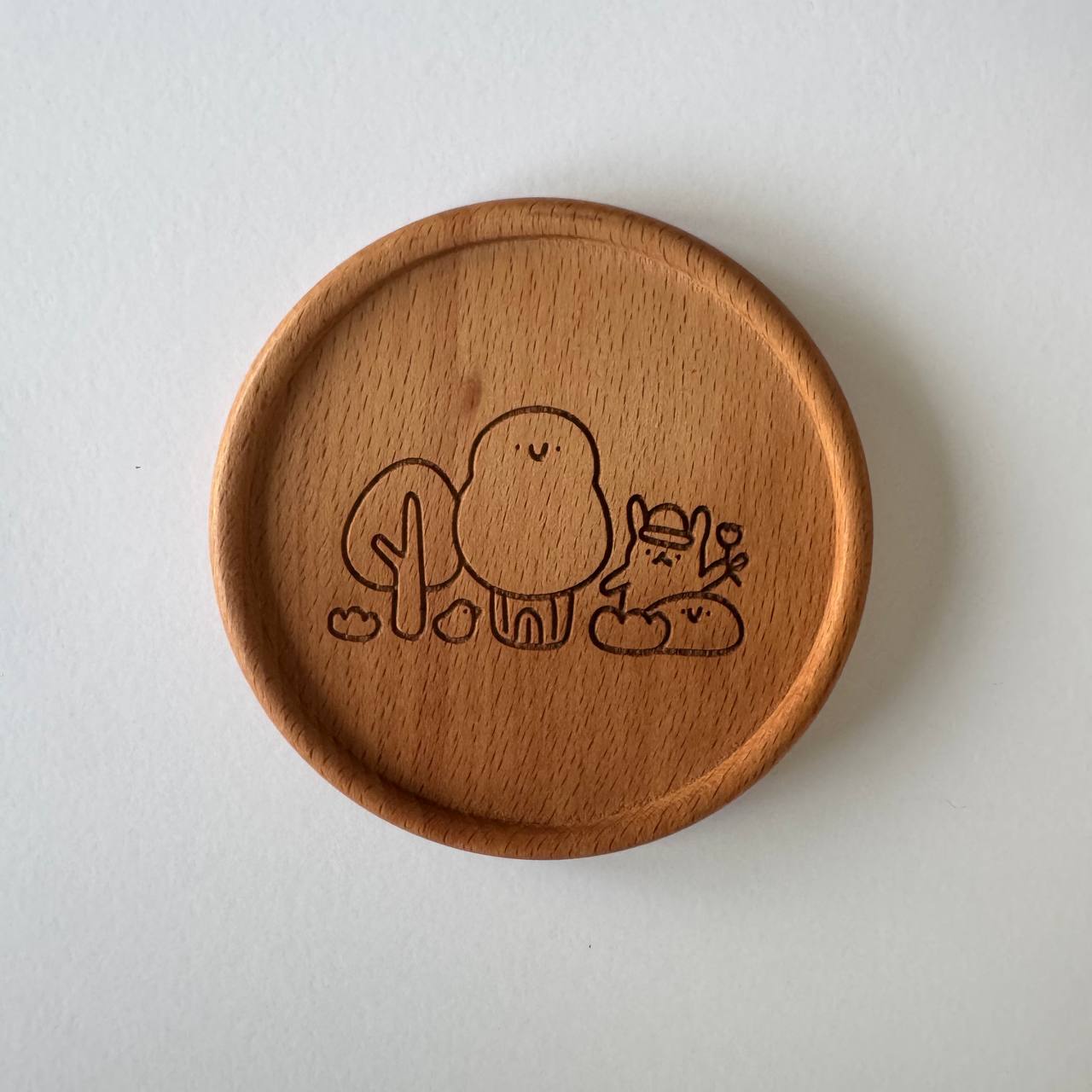 Forest friends wooden coaster