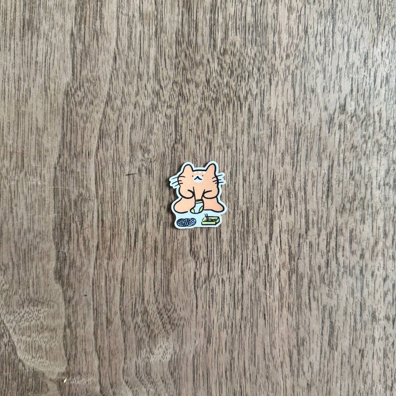 Knitting cat tiny vinyl sticker