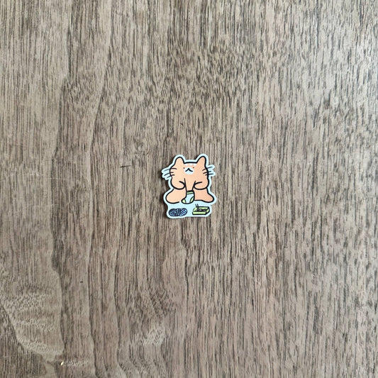 Knitting cat tiny vinyl sticker