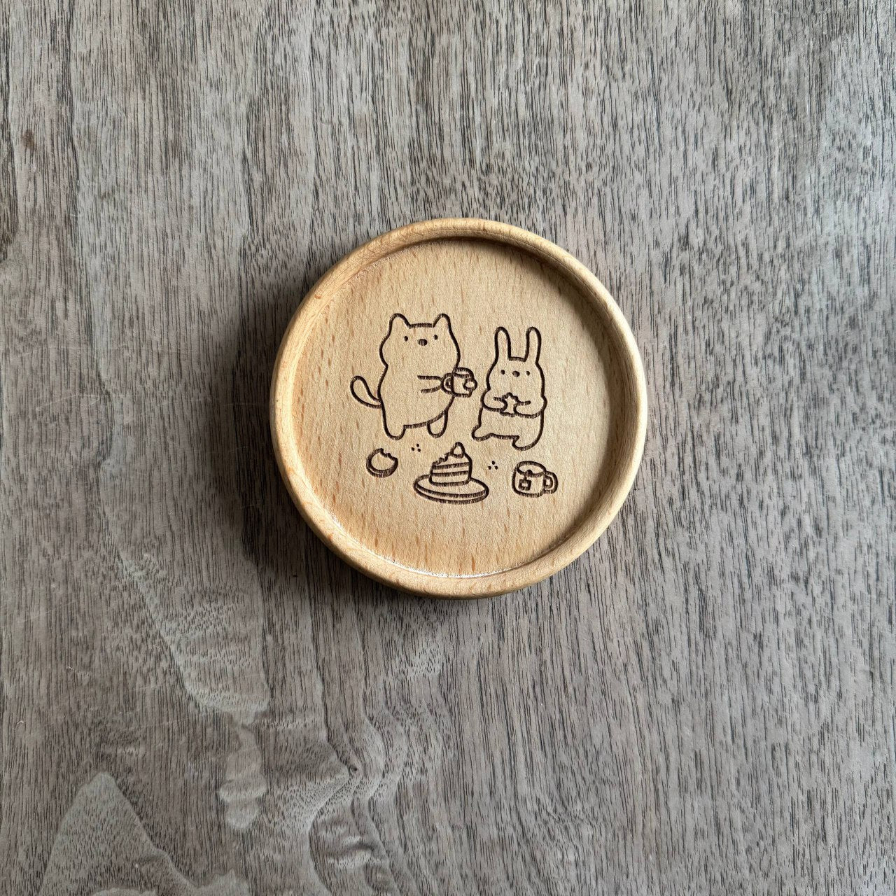 Tea time wooden coaster