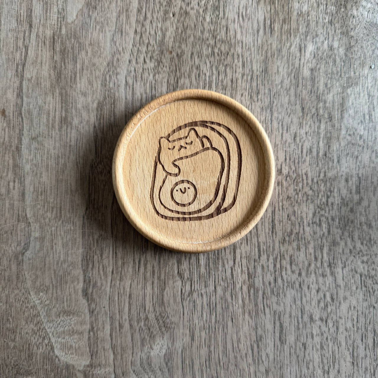 Sleepy toast wooden coaster