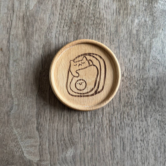 Sleepy toast wooden coaster