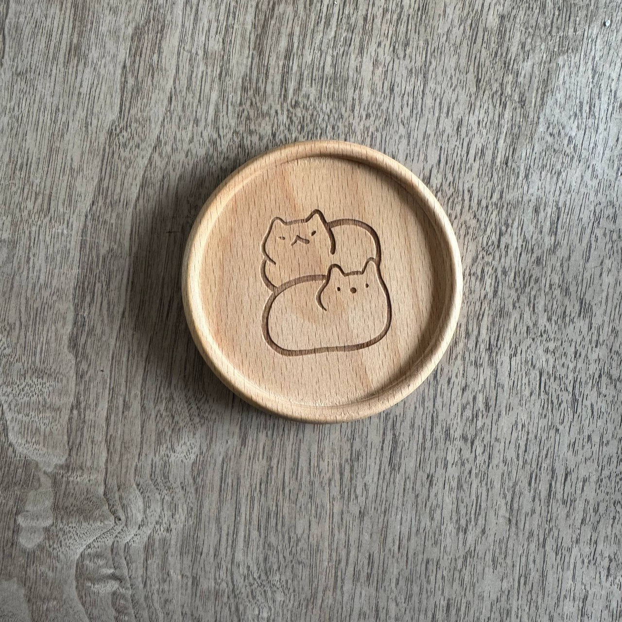 Cat loaf wooden coaster