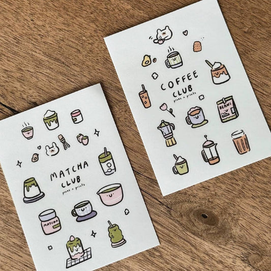 Coffee, Matcha tiny sticker sheet