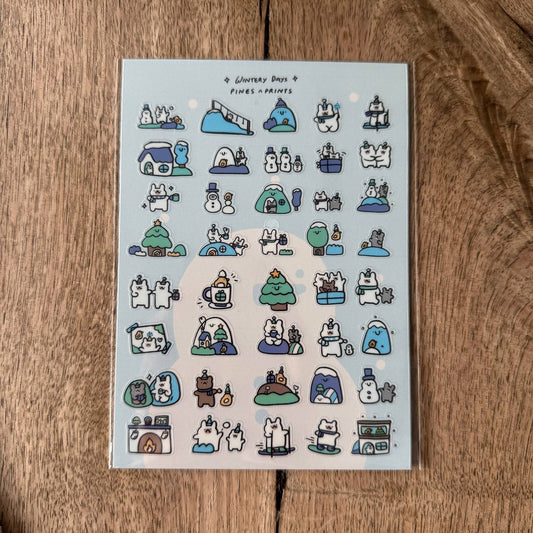 Wintery days transparent sticker sheet