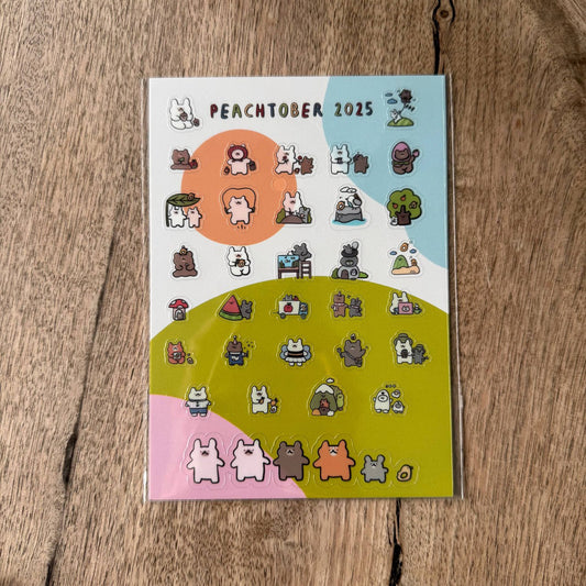 Peachtober doodle compilation transparent sticker sheet