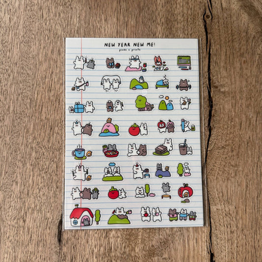 New year new me transparent sticker sheet