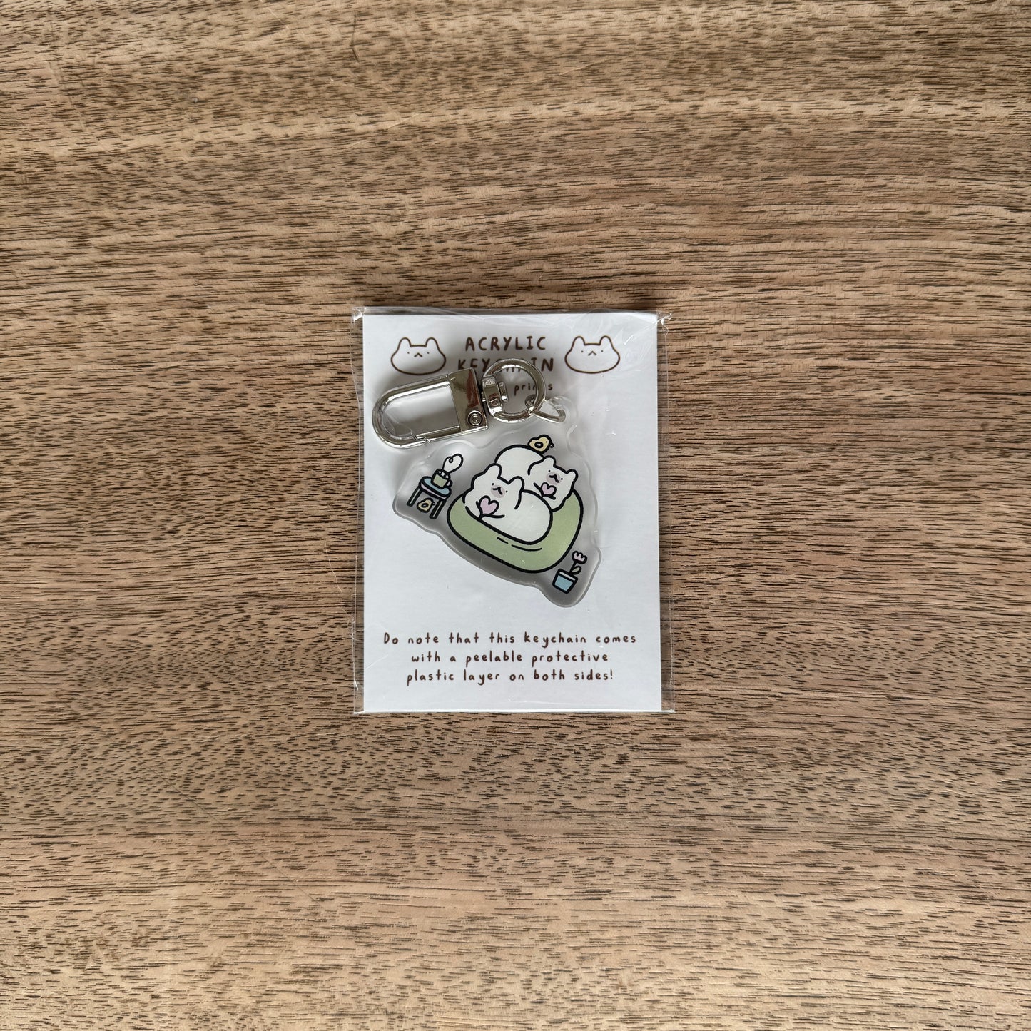 Double cats chilling acrylic keychain
