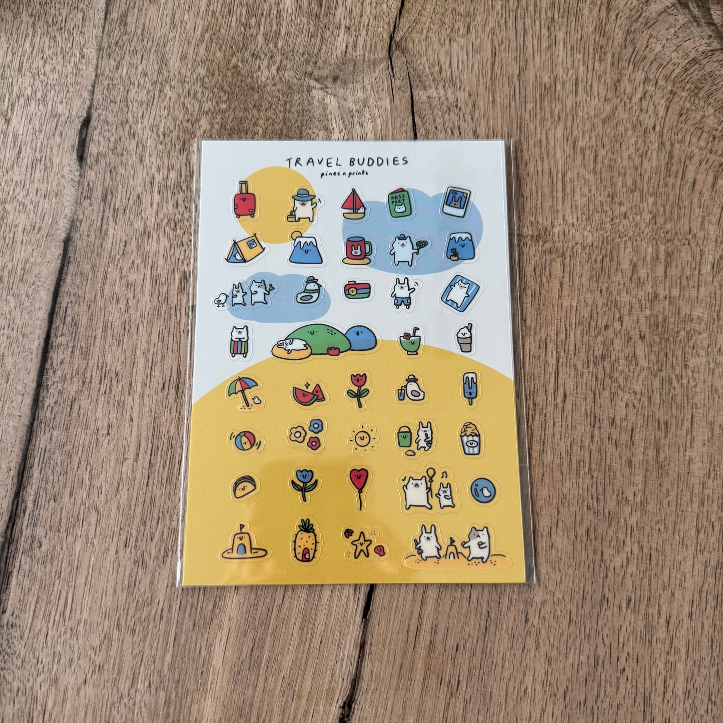 Travel buddies transparent sticker sheet