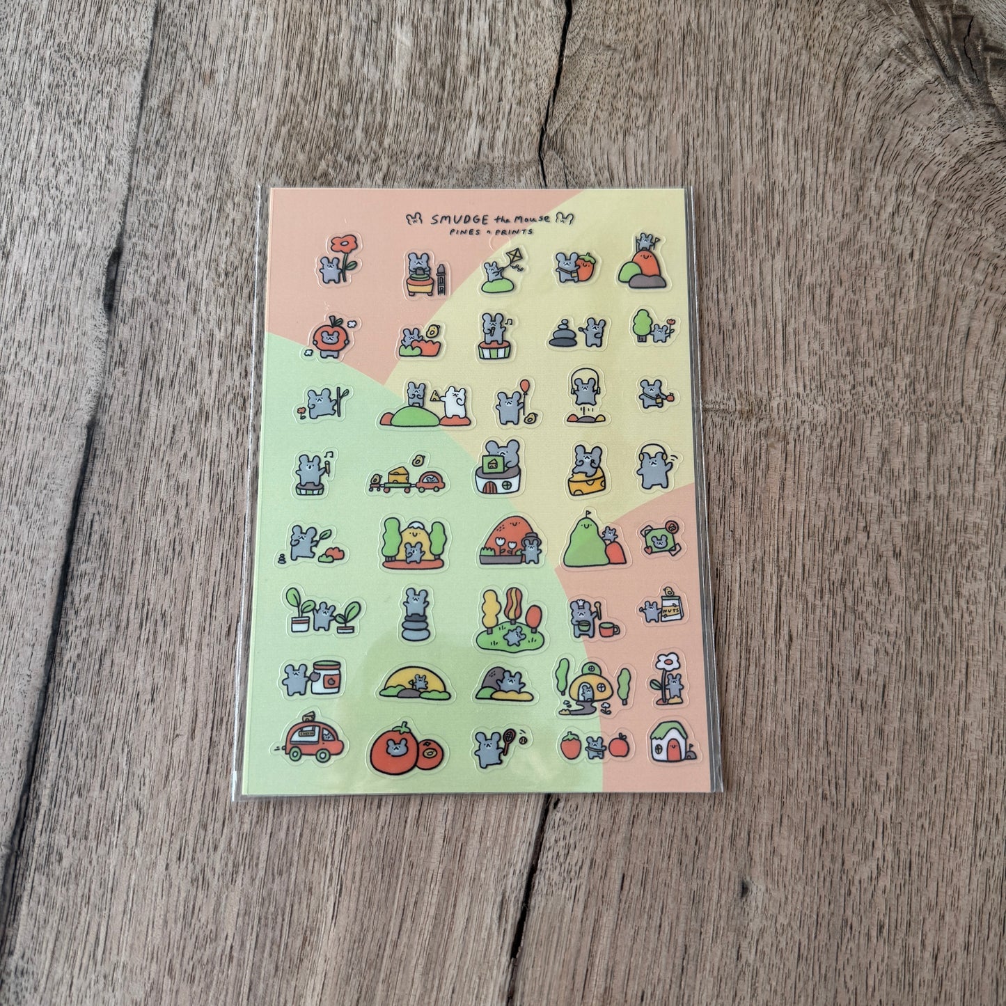 Smudge the mouse transparent sticker sheet
