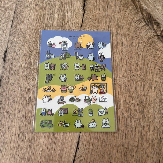 Hard at work transparent sticker sheet