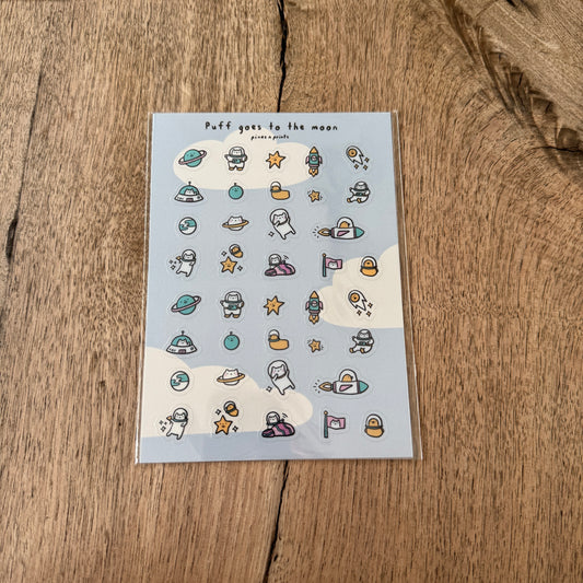 Moon traveller transparent sticker sheet