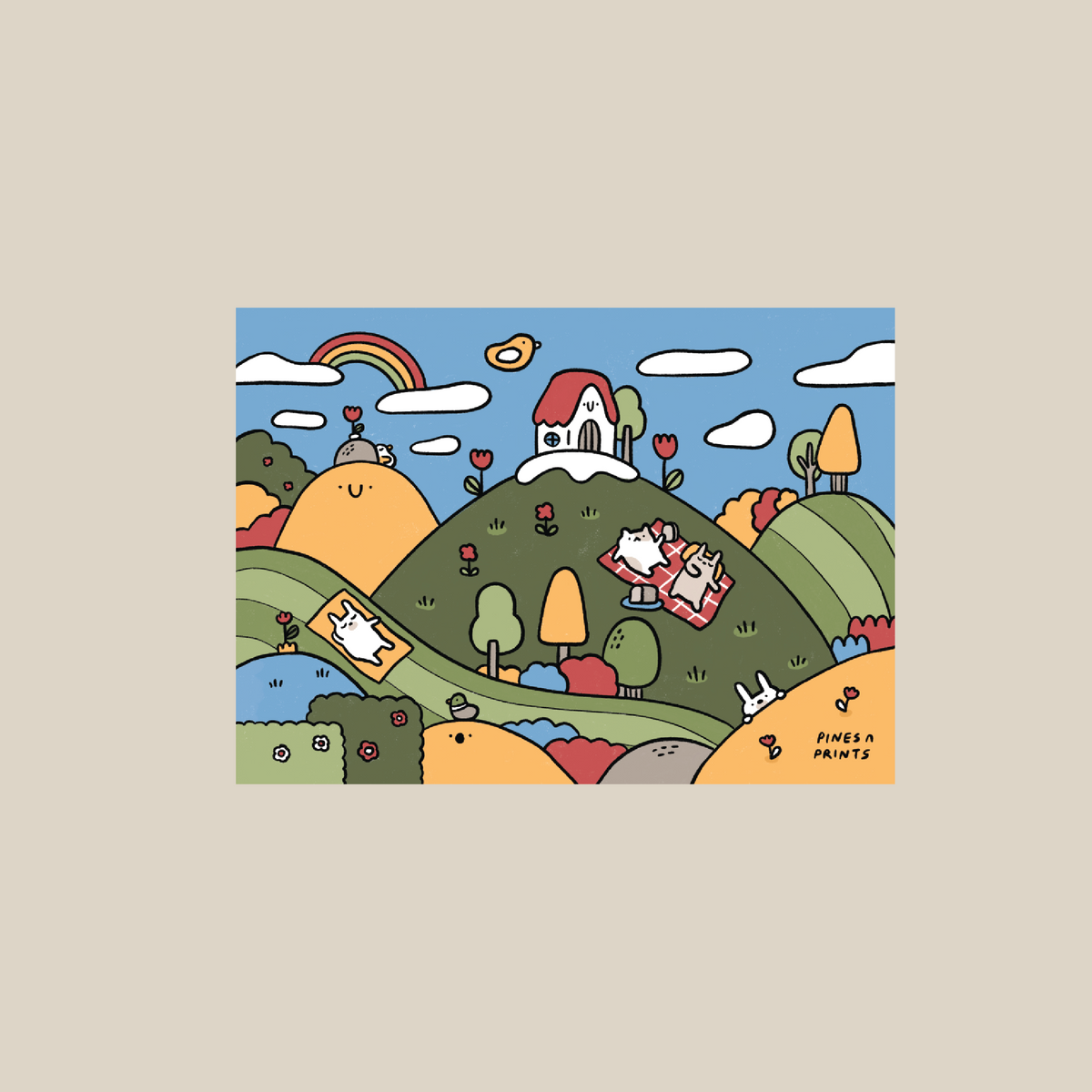 Rainbow house A6 card/print