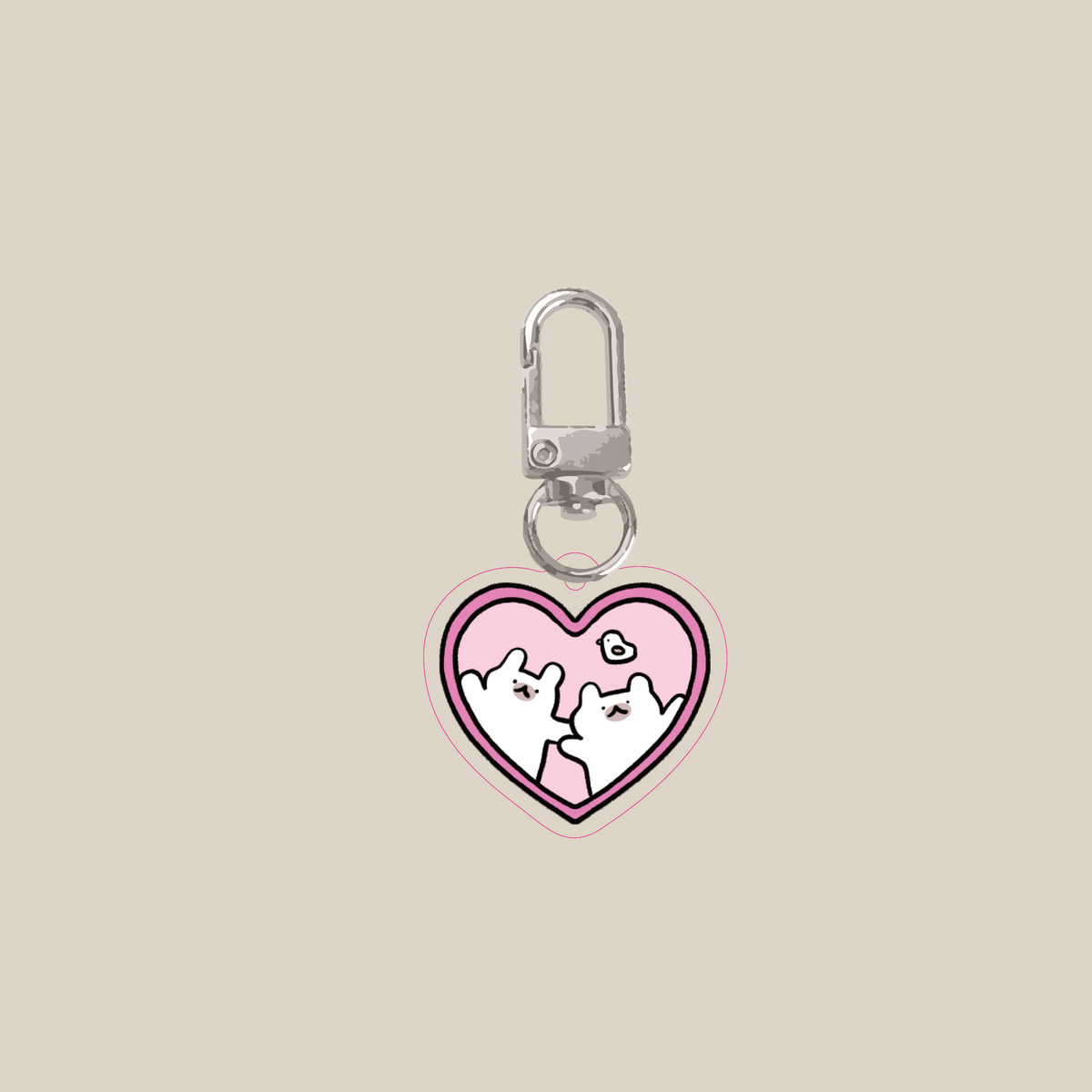 Duo in heart acrylic keychain