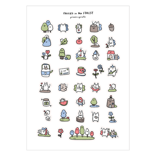 Fairies in the forest transparent sticker sheet