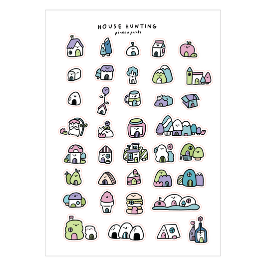 House hunting transparent sticker sheet