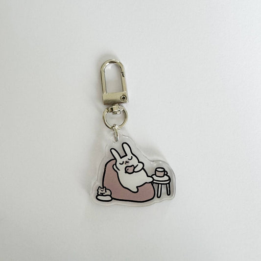 Sleepy bunny acrylic keychain