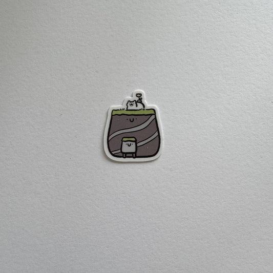 Two rocks and a cat (Tiny vinyl sticker)
