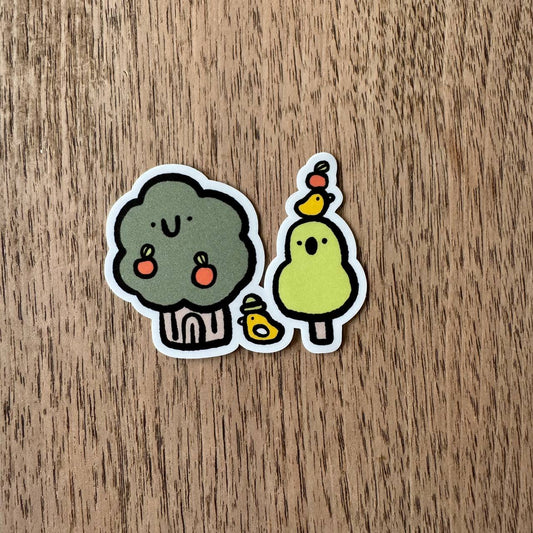Orange tree and birds vinyl sticker