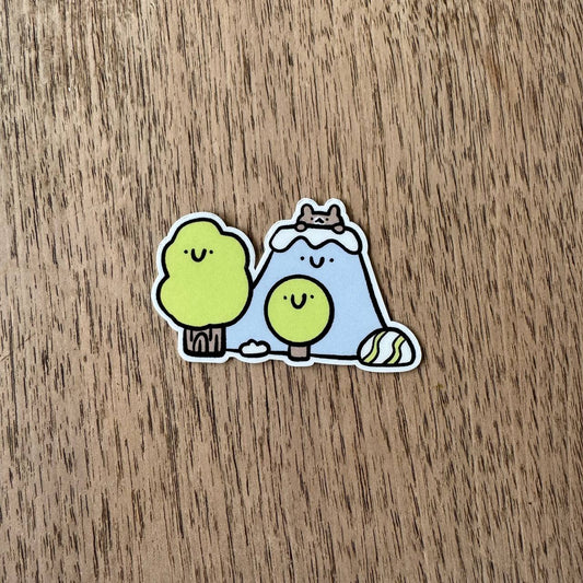 Bear in blue mountain vinyl sticker