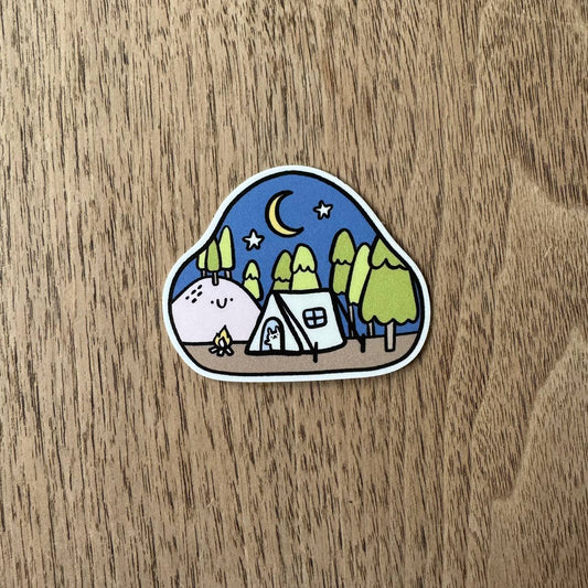 Night time camping vinyl sticker