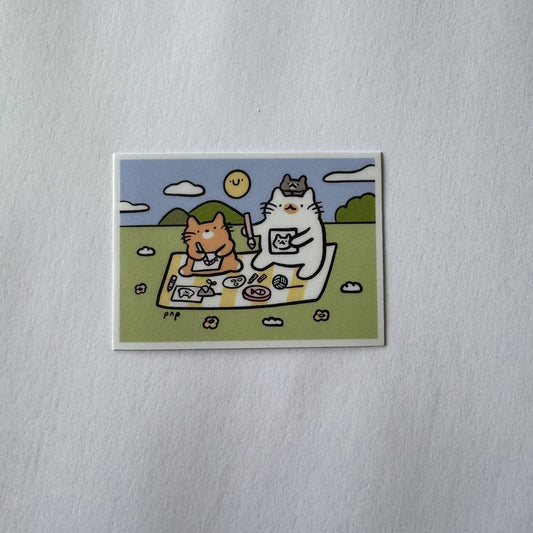 Cat trio rectangular vinyl sticker
