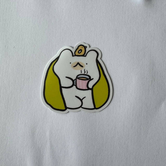 Cozy beanbag bear vinyl sticker