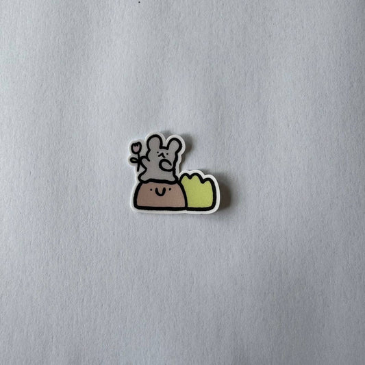 Mouse and grass (Tiny vinyl sticker)