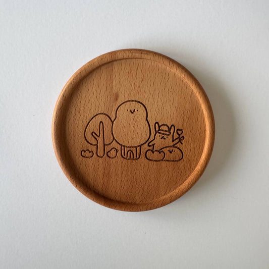 Forest friends wooden coaster