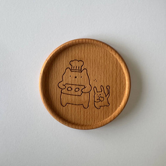 Baking buddies wooden coaster